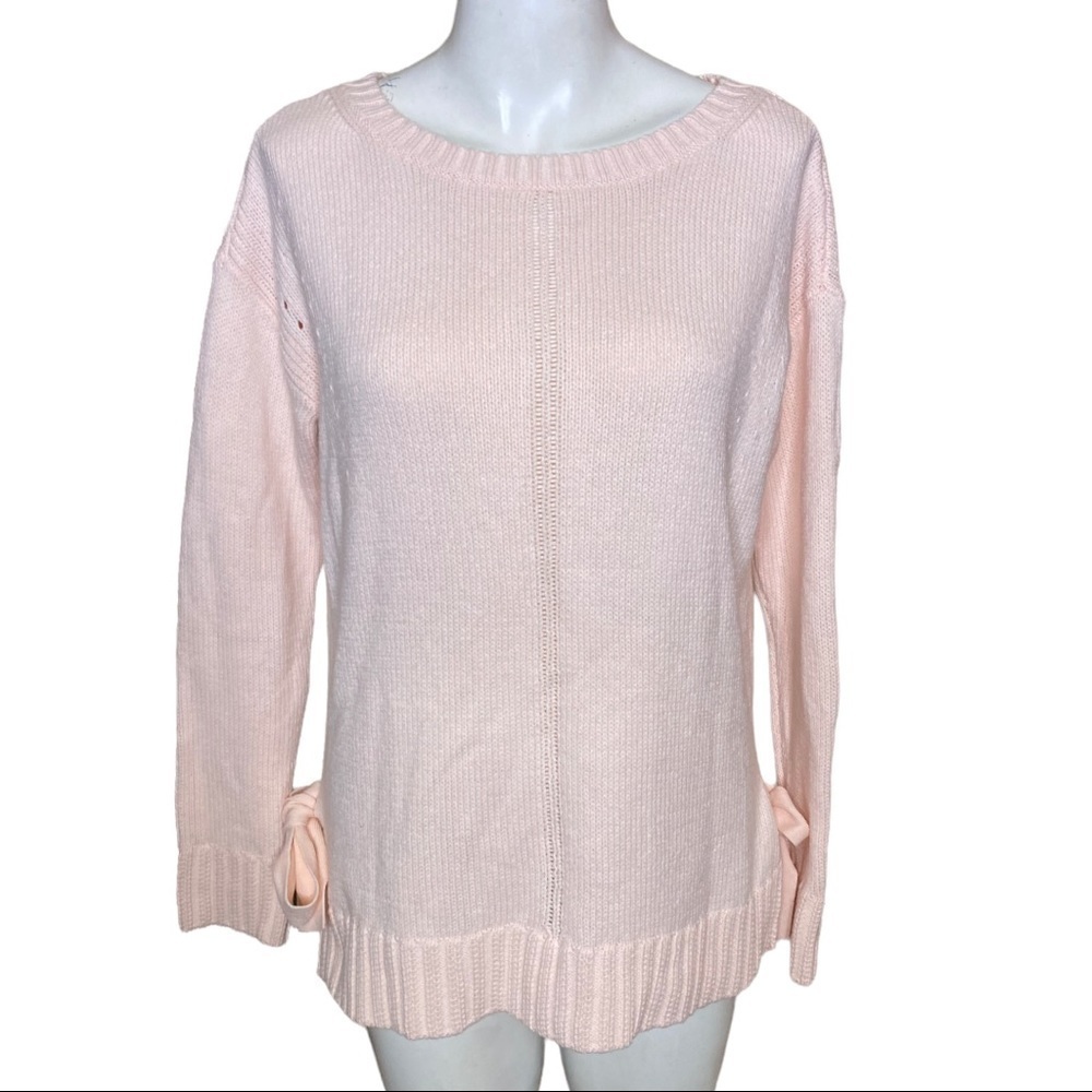 AnnTaylor Pink Knotted Sweater with Side Bow Knots XS fits like a M